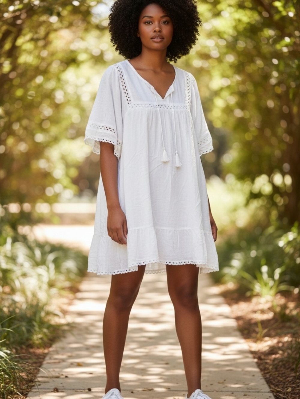 Old Navy White Tassel Eyelet Coverup